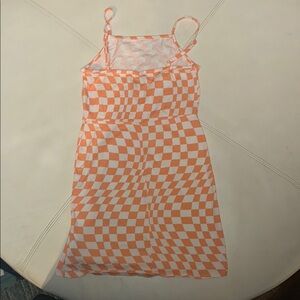 Art Class Orange and White Checkered Kids Dress